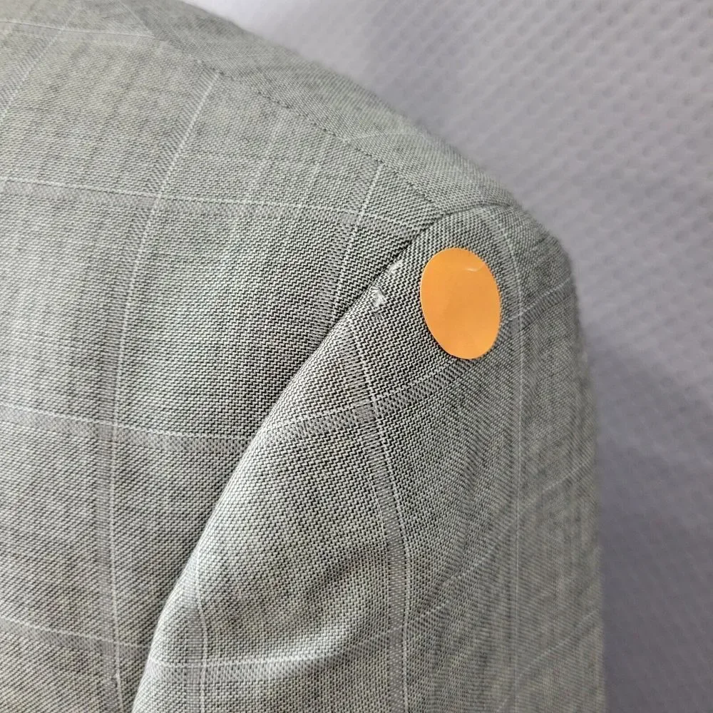 Tasso Elba Men's Sport Coat Blazer‎ Two Button Gray Plaid Shark Skin Wool 44R